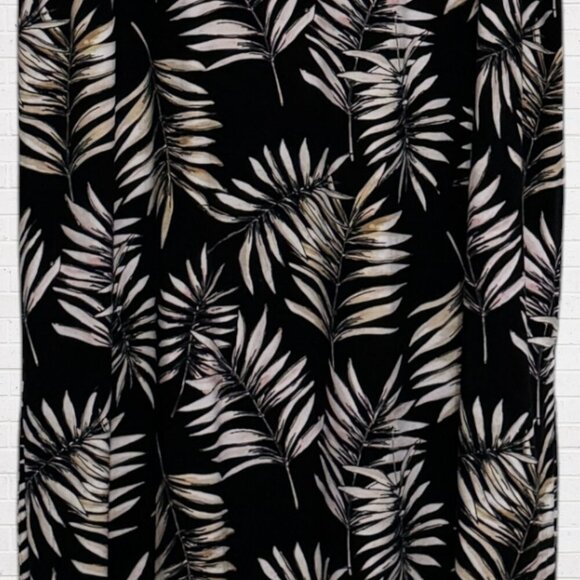 J JILL Wherever Sleeveless V-Neck Maxi Dress Black Beige Leaf Print Pattern XL - Picture 3 of 8